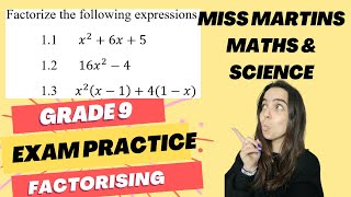 Grade 9 Algebra Factorising expressions Exam Questions [upl. by Patricio]