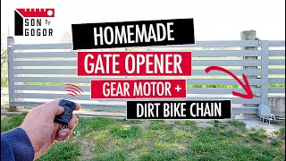 Homemade Automatic Sliding Gate Opener  using Gear Motor Dirt Bike Chain and Remote Controller [upl. by Ahcire]