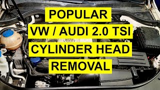 Complete Cylinder Head Removal amp Install On Popular VW Audi 20 T TSI Engine Gen 123 2008 amp Up [upl. by Aiciled9]