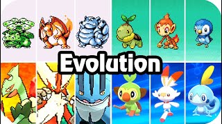 Pokémon Game  Evolution of Starter Evolution Animations Side by Side [upl. by Ivan673]