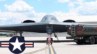 US Air Force B2 Spirit strategic stealth bombers Refueling [upl. by Ahsiena]