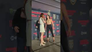 Cris Cyborg vs Cat Zingano Bellator MMA 300 face off [upl. by Pryor]