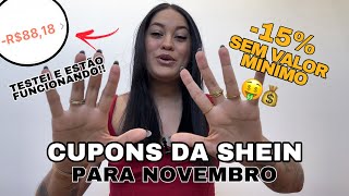 CUPONS DE DESCONTO DA SHEIN PARA USAR EM NOVEMBRO 🤑💰 [upl. by Aneehsor287]