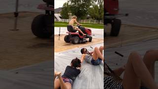 Lawn Mower Vs Slip N Slide 🛝😂 [upl. by Waine]