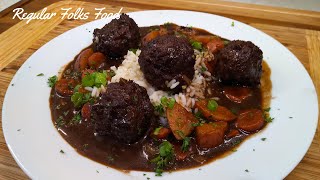 Cajun Meatball Stew Dark Roux Gravy [upl. by Dranal739]