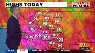 Temps above 110 return to metro Phoenix [upl. by Rawlinson391]