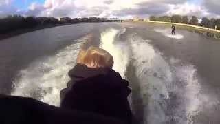 Wakeskating behind seadoo spark 3up ho wake skate wakeboarding [upl. by Nwahsan596]