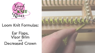 Formulas Ear flaps Visor Brims amp Decreased crowns on knitting loom [upl. by Maier]