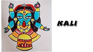 Ma kali drawing with pencil colour  angry ma Kali drawing oil pastel step by step easy 🌺🌺 [upl. by Ahsinoj]