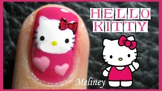 HELLO KITTY NAILS  FREEHAND ANIMAL CARTOON NAIL ART DESIGN TUTORIAL FOR SHORT NAILS [upl. by Naejarual]