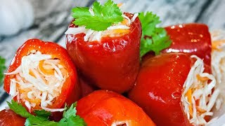 🌶Маринованный перец фаршированный капустой Вкуснейшая постная закуска [upl. by Mosora]