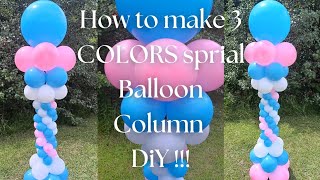 How to make 3 colors sprial balloon column step by step balloon ideas diy genderreveal [upl. by Yetti882]