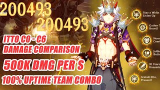 Itto C0  C6 Damage Comparison  500k DMG Per S Most Broken DPS  Oneshot Floor 123 [upl. by Brouwer209]