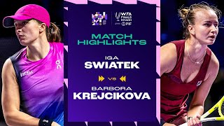 Iga Swiatek vs Barbora Krejcikova  2024 WTA Finals Riyadh Group Stage  Match Highlights [upl. by Sharyl863]