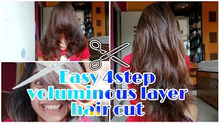 4 Step Voluminous Layer Hair Cut  DIY easy hair cut at home  Life With Piku  Priyanka Malik [upl. by Boorman125]