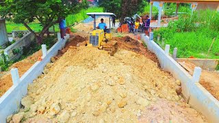 Complete 100 Landfilling 5x10M In The Pagoda By Komatsu D20P Dozer Push Dirt 5T Dump Truck Dumping [upl. by Abrahams]