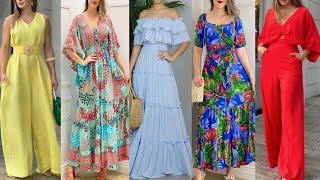 Ropa de moda 2024Long printed casual dresses design for ladies and girls 2024 [upl. by Sumahs]