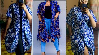 HOW TO CUT AND SEW A KIMONO JACKET WITH DRAWSTRINGS AND SNATCHED WAISTLINE2 in 1 kimonojacket diy [upl. by Sparky]