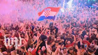 Croatia advanced to its firstever World Cup final Watch how fans celebrated [upl. by Patman474]