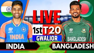 India vs Bangladesh 1st T20  Live Cricket Match Today  IND vs BAN Live Match Today  IND Batting [upl. by Attoynek109]