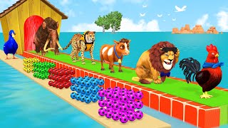 Paint amp Animals MammothGorillaTigerDuckCowLion Fountain Crossing Transformation Animals Cartoon [upl. by Yenduhc5]