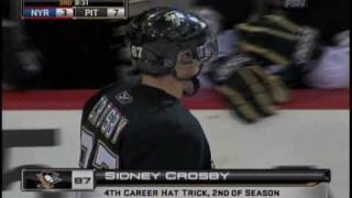 Sidney Crosby Hat Trick on Hat Night 112809 [upl. by Htomit642]