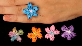 Rainbow Loom Nederlands  Flower Ring  Loom bands rainbow loom tutorial how to [upl. by Noach259]