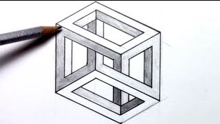 Howtodraw an Optical Illusion  Escher Cube [upl. by Dermott345]