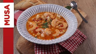 Un rico POTAJE DE GARBANZOS CON SEPIA Y LANGOSTINOS una de nuestras recetas de Cuaresma fáciles [upl. by Parthenia]