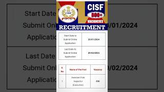 CISF recruitment 2024  upcoming vacancy CISF cisf shortsfeed recruitment viral [upl. by Nehpets]