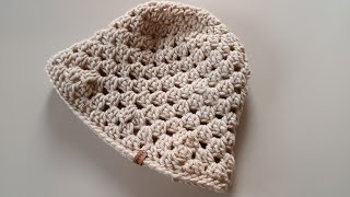 LEFT HAND How To Crochet Granny Stitch Bucket Hat [upl. by Heyer398]