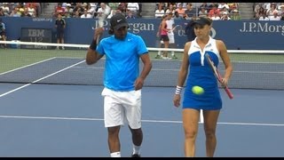 Leander Paes and Elena Vesnina US open 2012 Mixed doubles quarter final [upl. by Ydnyc]