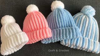 Easy amp fast crochet baby hatcrochet beaniecrochet for beginners [upl. by Ronoc696]