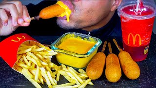 ASMR EATING CORN DOGS CHEESE MCDONALDS FRIES JERRY NO TALKING MUKBANG MOUTH SOUNDS [upl. by Buhler]