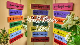 DIY Wooden Wall Hanging Idea  Wooden Quote Sign  Colorful Hanging Decor  Rinish DIY Nest [upl. by Leslee64]