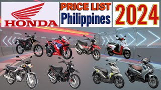 Honda Motorcycles Price List in Philippines 2024 [upl. by Hsitirb281]