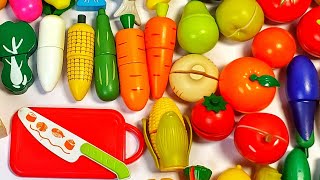 ASMR 木のおままごとセットと本物の野菜と果物を切る！おもちゃでリアルなやさいの名前をおぼえよう [upl. by Anived]