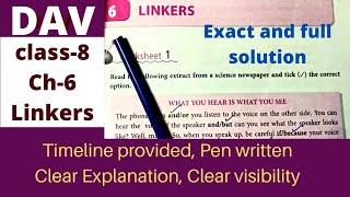 DAV Class 8 English practice book full solution chapter 6 Linkers  Class 8 DAV linkers [upl. by Nonac]