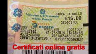 Addio marca da bollo per i Certificati residenza stato di Famiglia Matrimonio Online Gratis [upl. by Laro121]