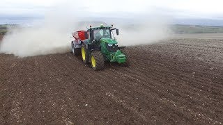 Spreading lime  John Deere 6195R amp Agri Spread AS85 lime spreader [upl. by Vola]