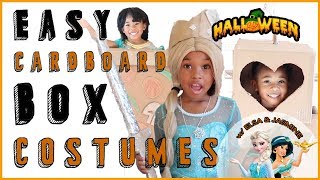 Easy Halloween Cardboard Box Costumes  with Queen Elsa amp Princess Jasmine [upl. by Malvia790]