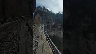 Landwasser viadukt train travel trainspotting alp mountains railway nature trainspot [upl. by Annayhs]