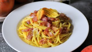 Video ricetta spaghettoni ai fiori di zucca con Bella Lodi [upl. by Adnihc454]