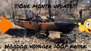 One month update on my Hoodoo Voyager 100p pedal drive fishing kayak best budget pedal kayak [upl. by Lertram]