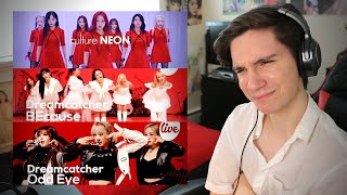 DANCER REACTS TO DREAMCATCHER  quotBEcausequot amp quotOdd Eyequot  Stage Neon amp MDromeda Band Version [upl. by Rosalynd564]