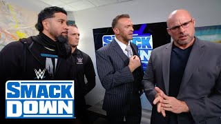 Nick Aldis throws Jey Uso and Adam Pearce out of SmackDown SmackDown highlights Oct 20 2023 [upl. by Urita]