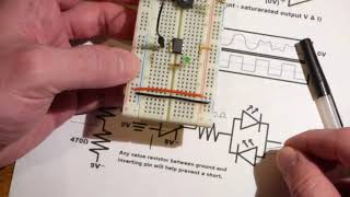 741 op amp non inverting comparator demonstration circuit step by step build and explanation [upl. by Airdnaz]