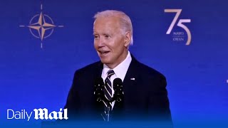 I realised I was talking to your wife Biden almost makes disastrous slipup during NATO speech [upl. by Dyraj]