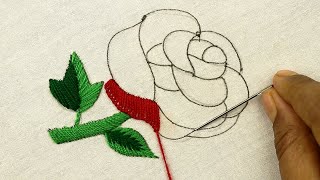 hand embroidery rose  amazing hand embroidery designs of a beautiful rose flower [upl. by Bear]