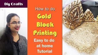 How to do Gold Block printing Print clothes at home  In Hindi English subtitles [upl. by Annaear]